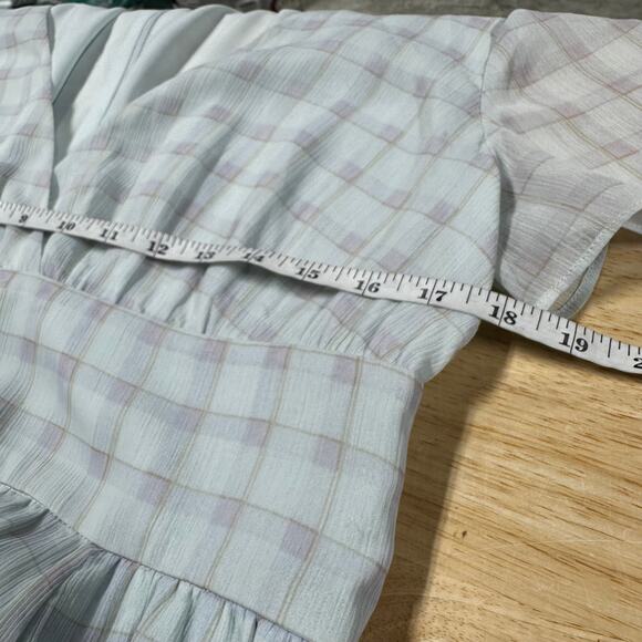 Emporio Armani Women's Cotton Plaid V-Neck Dress Blue Size 48 (US 14) NWOT - Picture 8 of 10